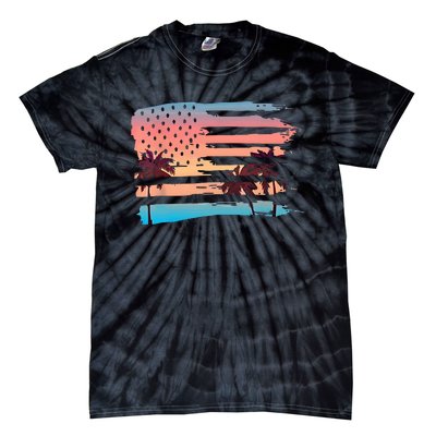 Patriotic Summer Beach American Flag Tie-Dye T-Shirt