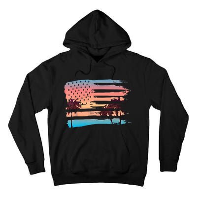 Patriotic Summer Beach American Flag Tall Hoodie