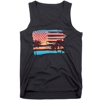 Patriotic Summer Beach American Flag Tank Top