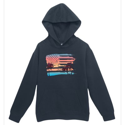 Patriotic Summer Beach American Flag Urban Pullover Hoodie