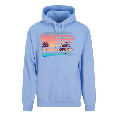 Patriotic Summer Beach American Flag Unisex Surf Hoodie