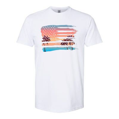 Patriotic Summer Beach American Flag Softstyle CVC T-Shirt