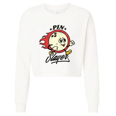 Pink Slayer Bowling Cropped Pullover Crew