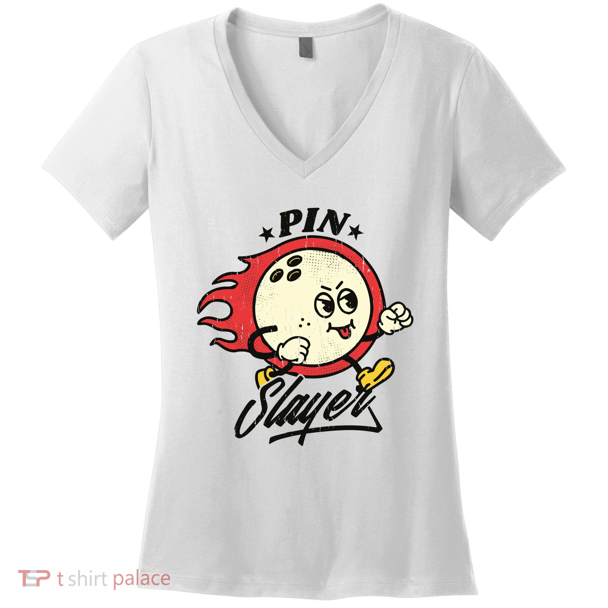 Pink Slayer Bowling Women's V-Neck T-Shirt