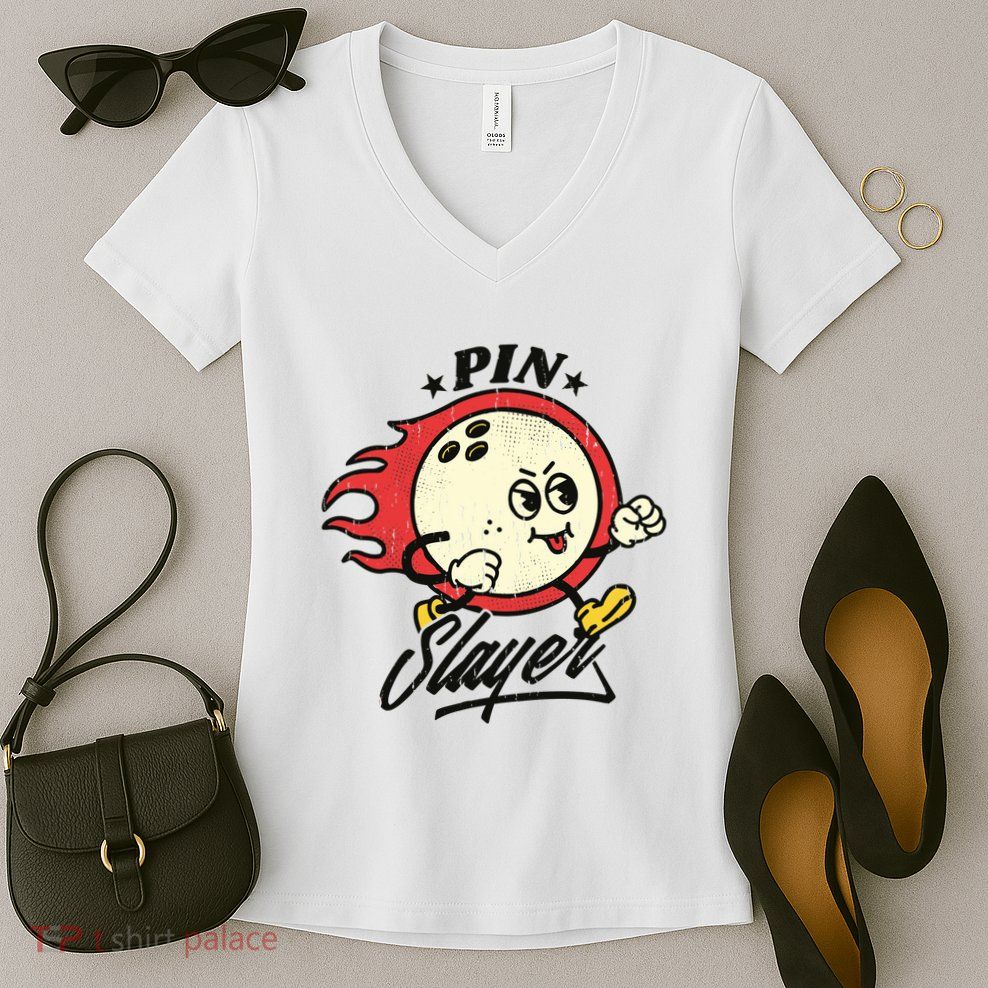 Pink Slayer Bowling Women's V-Neck T-Shirt