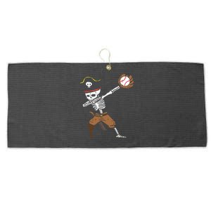 Pirate Skeleton Baseball Catcher Halloween Boy Large Microfiber Waffle Golf Towel