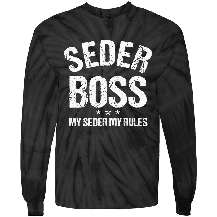 Passover Seder Boss My Rules Jewish Funny Pesach Matzah Tie-Dye Long Sleeve Shirt