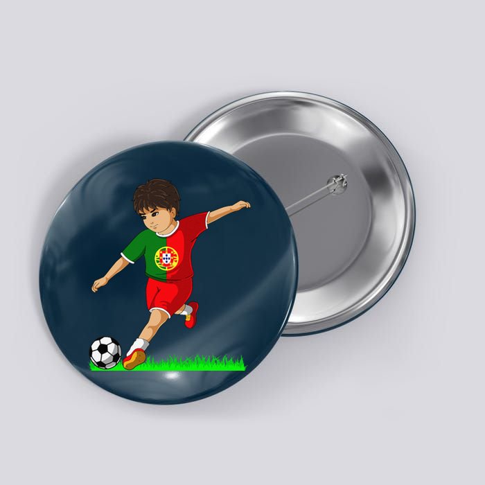 Portuguese Soccer Boy Portugal Flag Jersey Football Fans Button