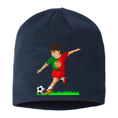 Portuguese Soccer Boy Portugal Flag Jersey Football Fans Sustainable Beanie