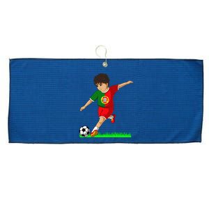 Portuguese Soccer Boy Portugal Flag Jersey Football Fans Large Microfiber Waffle Golf Towel