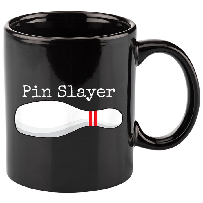 Pin Slayer Bowling Funny Graphic Strikes Turkeys 11oz C Handle Ceramic Mug