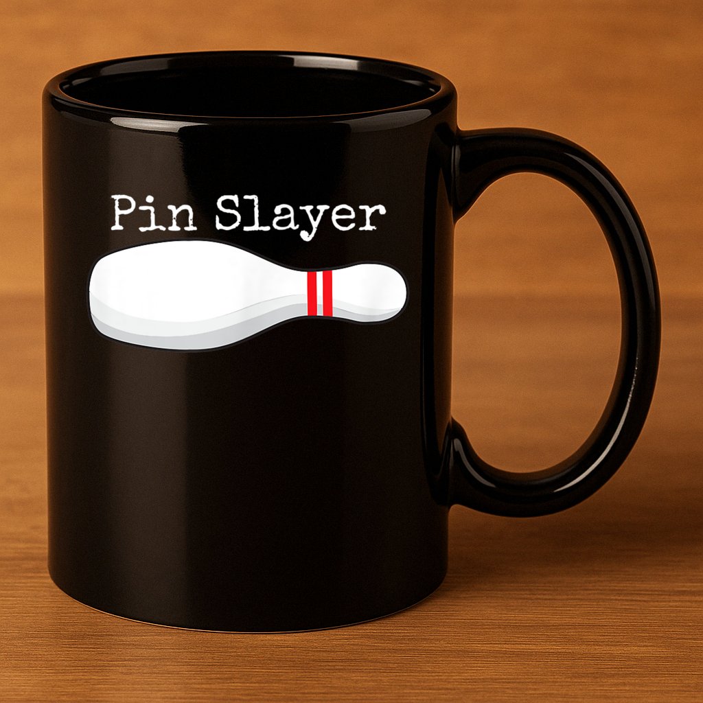 Pin Slayer Bowling Funny Graphic Strikes Turkeys 11oz C Handle Ceramic Mug