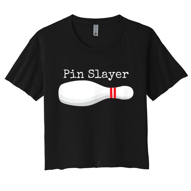 Pin Slayer Bowling Funny Graphic Strikes Turkeys Women's Crop Top Tee
