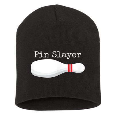 Pin Slayer Bowling Funny Graphic Strikes Turkeys Short Acrylic Beanie