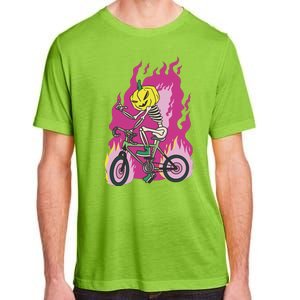 Pumpkin Skull Bike Rider Flame Adult ChromaSoft Performance T-Shirt