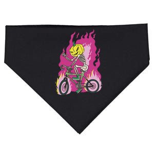 Pumpkin Skull Bike Rider Flame USA-Made Doggie Bandana