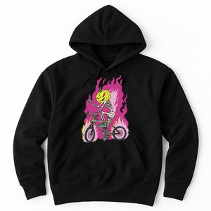 Pumpkin Skull Bike Rider Flame Hoodie