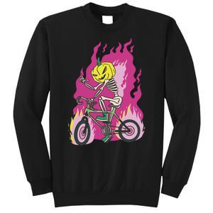 Pumpkin Skull Bike Rider Flame Sweatshirt