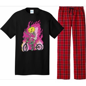 Pumpkin Skull Bike Rider Flame Pajama Set