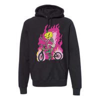 Pumpkin Skull Bike Rider Flame Premium Hoodie