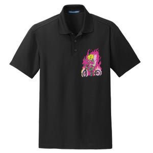 Pumpkin Skull Bike Rider Flame Dry Zone Grid Polo