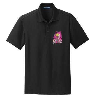 Pumpkin Skull Bike Rider Flame Dry Zone Grid Polo