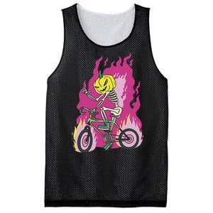 Pumpkin Skull Bike Rider Flame Mesh Reversible Basketball Jersey Tank