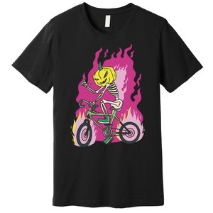 Pumpkin Skull Bike Rider Flame Premium T-Shirt