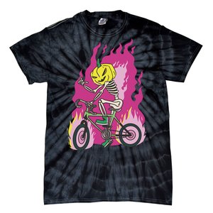 Pumpkin Skull Bike Rider Flame Tie-Dye T-Shirt