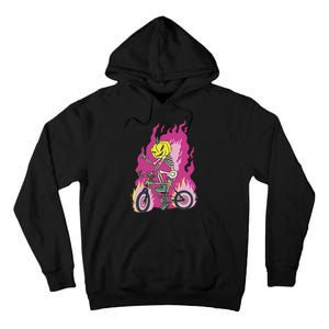 Pumpkin Skull Bike Rider Flame Tall Hoodie