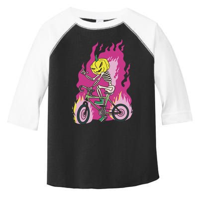 Pumpkin Skull Bike Rider Flame Toddler Fine Jersey T-Shirt
