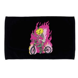 Pumpkin Skull Bike Rider Flame Microfiber Hand Towel