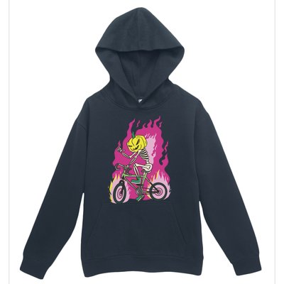 Pumpkin Skull Bike Rider Flame Urban Pullover Hoodie