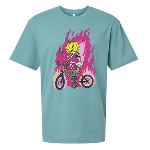 Pumpkin Skull Bike Rider Flame Sueded Cloud Jersey T-Shirt