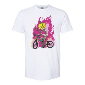 Pumpkin Skull Bike Rider Flame Softstyle CVC T-Shirt