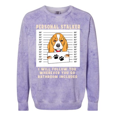 Personal Stalker Beagle Dog Arrested Jail Photo Funny Colorblast Crewneck Sweatshirt