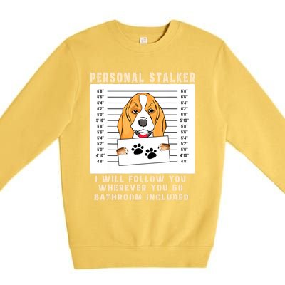 Personal Stalker Beagle Dog Arrested Jail Photo Funny Premium Crewneck Sweatshirt