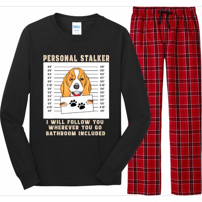 Personal Stalker Beagle Dog Arrested Jail Photo Funny Long Sleeve Pajama Set