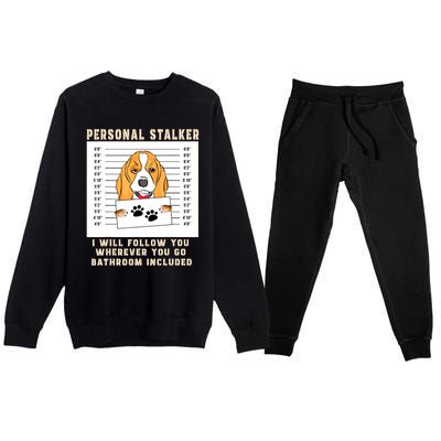 Personal Stalker Beagle Dog Arrested Jail Photo Funny Premium Crewneck Sweatsuit Set