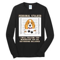 Personal Stalker Beagle Dog Arrested Jail Photo Funny Tall Long Sleeve T-Shirt