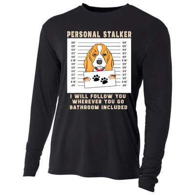 Personal Stalker Beagle Dog Arrested Jail Photo Funny Cooling Performance Long Sleeve Crew