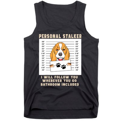 Personal Stalker Beagle Dog Arrested Jail Photo Funny Tank Top