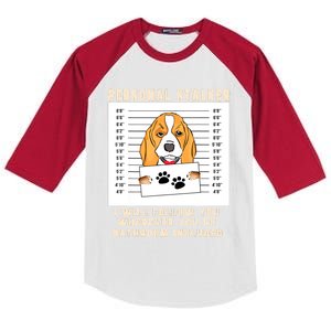 Personal Stalker Beagle Dog Arrested Jail Photo Funny Kids Colorblock Raglan Jersey