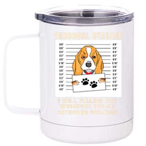 Personal Stalker Beagle Dog Arrested Jail Photo Funny 12 oz Stainless Steel Tumbler Cup