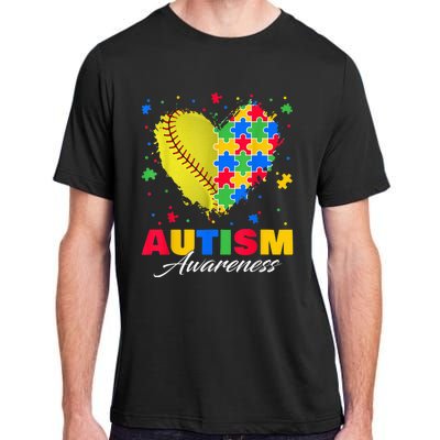 Puzzle Softball Ball Heart Autism Awareness Autistic kid Adult ChromaSoft Performance T-Shirt