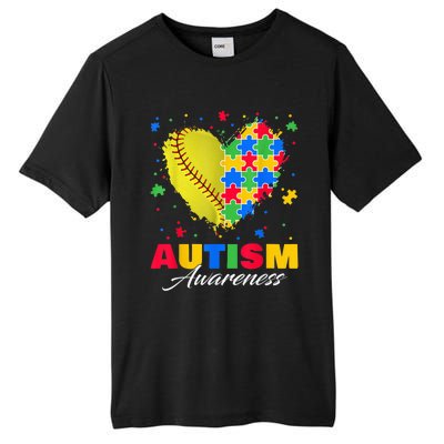 Puzzle Softball Ball Heart Autism Awareness Autistic kid Tall Fusion ChromaSoft Performance T-Shirt