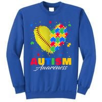 Puzzle Softball Ball Heart Autism Awareness Autistic kid Sweatshirt