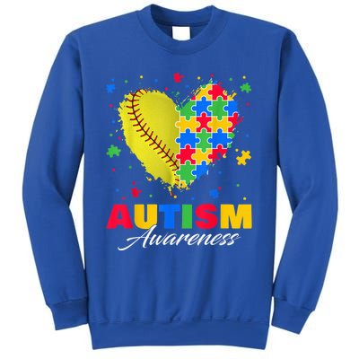 Puzzle Softball Ball Heart Autism Awareness Autistic kid Sweatshirt