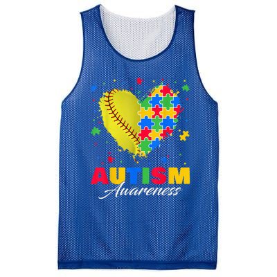 Puzzle Softball Ball Heart Autism Awareness Autistic kid Mesh Reversible Basketball Jersey Tank