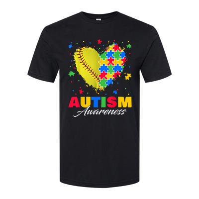 Puzzle Softball Ball Heart Autism Awareness Autistic kid Softstyle CVC T-Shirt